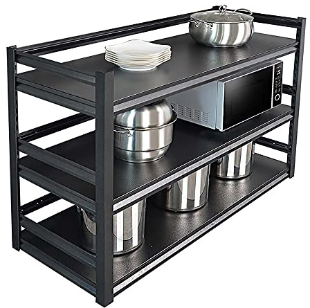YIHANSS Mikrowellenofenregal, 50 cm tiefes 3 -Tier -Kohlenstoffstahl -Mikrowellenregal, Gewürzorganisatorregal für Küchen, Badezimmer, Balkon/Schwarz / 80 cm (schwarz 80 cm)