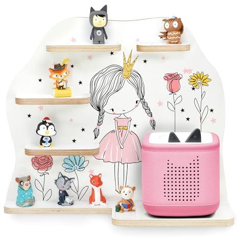 stadtecken Holzregal passend für Toniebox 2 I Geeignet für ca. 30 Tonies I Perfekte Aufbewahrung im Kinderzimmer I Regal zum Aufstellen oder Aufhängen (Prinzessin, Mit Schmalen Boden)