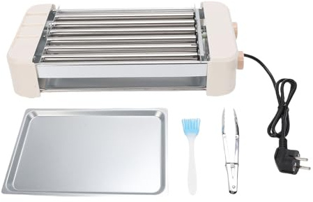 Fockety Elektrischer Hot-Dog-Roller mit 6 Rollen, Hot-Dog-Maschine mit Abnehmbarem Grill und Grillplatte aus Edelstahl, Wurstgrill-Herdmaschine für Familienfeiern