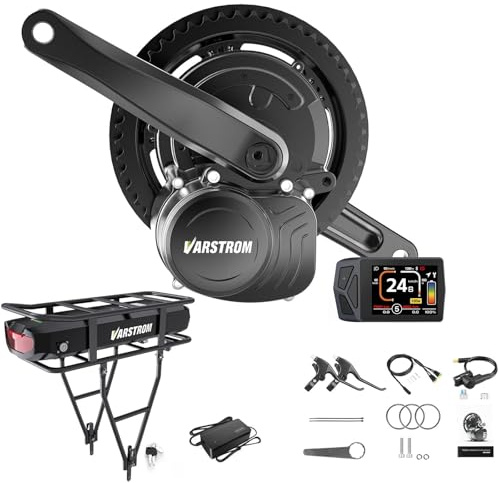 Varstrom TSDZ Mittelmotor 36V 250W TS-DZ*2B mit EKD01 Mehrsprachig LCD Anzeige and Optionaler Batterie,2024 Version TSDZ-2 Elektrofahrrad Umbausatz Drehmomentsensor Mittelmotor