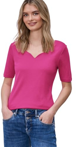 Street One Kurzarm Shirt mit Herzausschnitt Magenta Dream 38