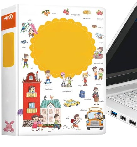 Libro Parlante con Parole in Inglese Giocattolo,Gioco Educativo Interattivo per l'Apprendimento Precoce | Impara l'inglese con i suoni - per Bambini e Bambine da 2 a 6 Anni, Scuola Materna