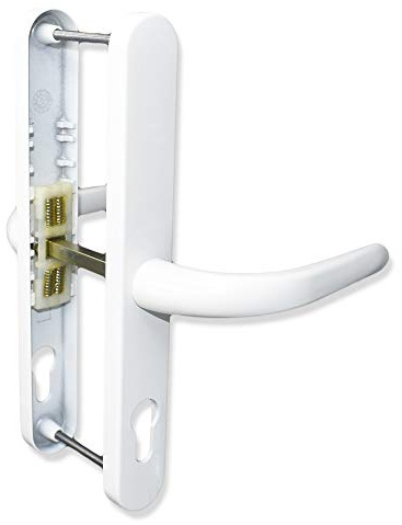 UPVCSTORE White: Fullex uPVC Door Handle Sprung Pair - 68pz, 215mm Fixing Centres - Universal Replacement PVC Door Handles - Fully Sprung & Reversible - White
