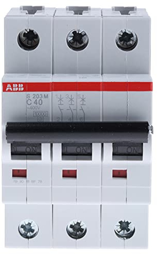 ABB Protecta Plus S203M-C40 Miniature Circuit Breaker • 3 Pole • 40A Type C • 440V AC / 125V DC • 10kA Breaking Capacity • DIN Rail Mount • System pro M Compact • Industrial MCB • 2CDS273001R0404
