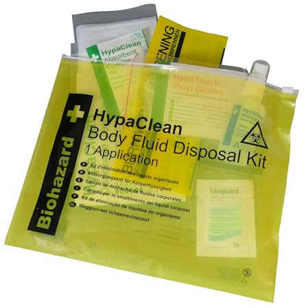 Safety First Aid HypaClean Body Fluid Disposal Kit, Single Application | in Vinyl Wallet