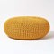 Homescapes Pouf Strickpouf rundes Bodenkissen, Sitzpouf 70 x 23 cm, gepolsterter Sitzhocker, Sitzpuff/Puff mit grob gestricktem Bezug aus 100% Baumwolle, Strickpuff, Senf