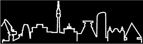Samunshi® Ruhrgebiet Skyline Aufkleber Silhouette 20 x 5,8cm weiß