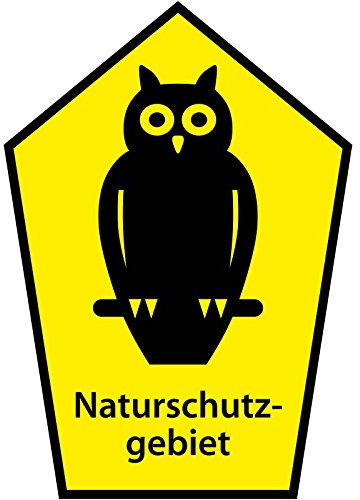Schild Naturschutzgebiet/Eule im Fünfeck aus Aluminium-Verbundmaterial 3mm stark 21 x 30 cm