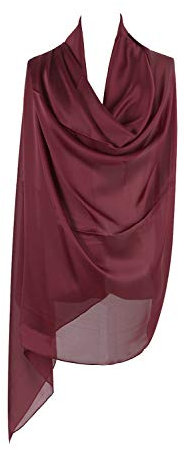 PB-SOAR Damen Glänzend Einfarbiger Schal Seidenschal Halstuch Stola 180 x 100cm, glatt und leicht, 18 Farben auswählbar (Dunkel Rot)