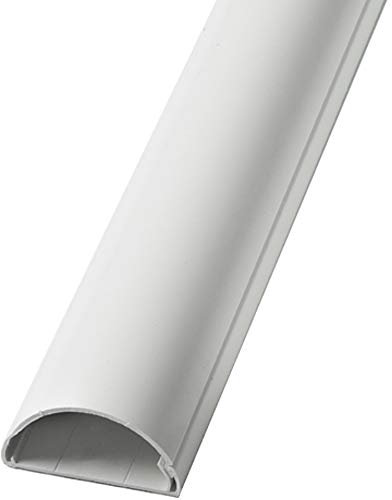 25cm – 20mm x 10mm White Trunking | Half Round Cable Conduit Cover | HDMI AV TV Ethernet & Coaxial Wire Ducting | Wall Tidy Management | Self-Adhesive Backing *Easy Install* | Neat Skirting Home