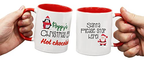 Personalised Christmas Hot Chocolate Mug | Festive Movie Christmas Eve Drink | Santa Stop Here | Marshmallows and Hot Chocolate at Christmas
