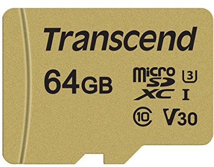 Transcend - 64Go - SDXC/SDHC 500S Carte microSD 64 Go avec adaptateur SD - TS64GUSD500S