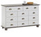 IDIMEX Commode Colmar chiffonnier apothicaire Rangement avec 11 tiroirs en pin Massif lasuré Blanc et Taupe