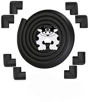 G-Baum Eckenschützer und Edge-Bumpers - [6.56ft Randpolster + 8 Corner Kissen + Türanschlag] Premium-Sicherheit im Haushalt Schutz, Kindersicherung, Hauptsicherheit Ladekantenschutz (schwarz)