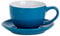 Argon Tableware Blue Cappuccino Cup with Saucer - 250ml Dishwasher Safe Gloss Stoneware Cappuccino Cups and Saucer Set Coffee Mugs with Handle and Grooved Plate