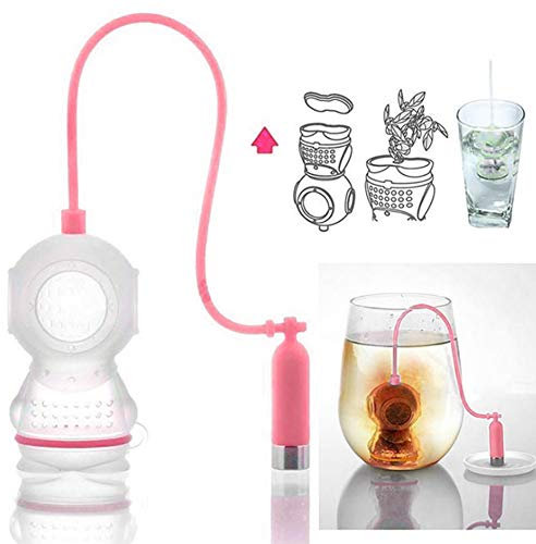1 STÜCKE Silikon Tee-ei, Innovative Nette Taucher Form Blatt Tee-ei Sieb Filter für Zuhause Teezubereitung, Party für Teetrinker(Rosa)