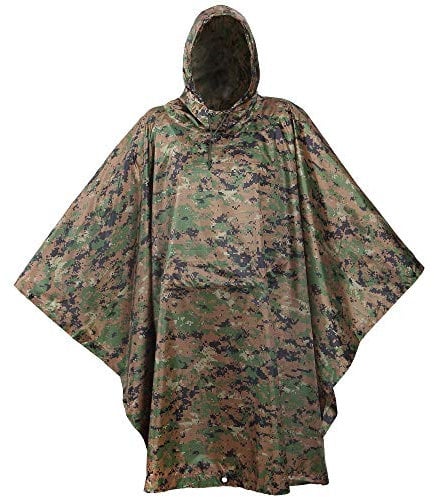 USGI Industries Military Style Poncho Multi Use Rip Stop Camouflage Regen Poncho, MARPAT, Einheitsgröße