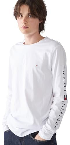 Tommy Hilfiger Men Tommy Logo Long-Sleeve T-Shirt Cotton, White (White), L