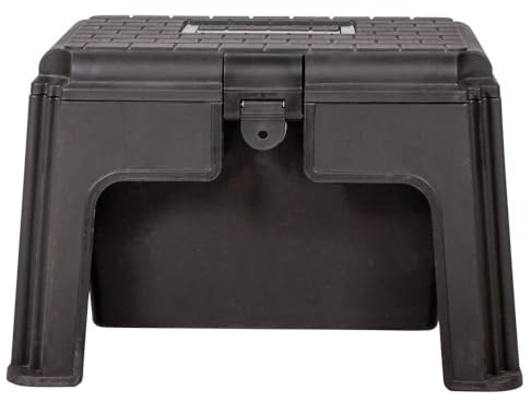 Dura-Tech Stool and Grooming Box | All-in-One Horse Grooming, Braiding & Mounting Step | Durable Molded Plastic with Treaded Top | Color Black