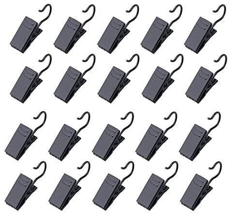 YUEMING 20 Stück Vorhang Clips Gardinen Metall Klammern mit Haken für Duschvorhang, Hängende Gardinen Vorhänge und Gardinenringe, Fotos, Haus Dekoration Schwarz