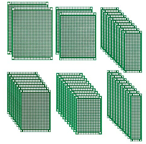 PCB Kit Double-Sided Perforated Grid Board PCB Universal Board 2x8 3x7 4x6 5x7 6x8 7x9 cm for Arduino DIY Soldering Electronics Project 42 Pieces