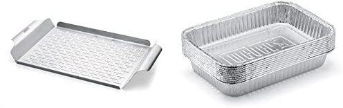 Weber 6435, Pentola da Cucina, 44,5 x 30,0 x 4,0 cm & 6415 Small 7-1/2-Inch-by-5-inch Aluminum Drip Pans, Set of 10