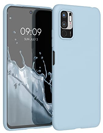 kwmobile Hülle kompatibel mit Xiaomi Redmi Note 10 5G Hülle - weiches TPU Silikon Case - Cover geeignet für kabelloses Laden - Hellblau matt