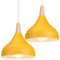 iDEGU Lámpara de Techo Retro LED Lámpara Colgante Moderna Estilo Gota E27 Iluminación de techo Vintage en Madera Metal Lámpara moderna para Dormitorio Comedor Cocina, 20cm (Amarillo, 2 Piezas)