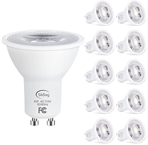 SikSog GU10 LED Light Bulb 5000K Daylight White,70W Halogen Equivalent, Non Dimmable, 120° Beam Angle Flood Lights, LED Bulbs for Recessed Track Lighting 720LM, CIR≥85, Pack of 10