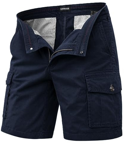 TONY BACKER Pantaloncini Cargo Uomo Shorts Cotone Multi-Tasca Pantaloni Corti F1586 (IT, Numero, 48, 48, Regular, Regular, Blu)