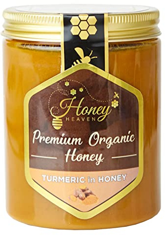 Honey Heaven Premium Organic Honey with Javanese Turmeric. Natural Raw Unpasteurised Unfiltered GMO and Gluten Free 400gr Jar