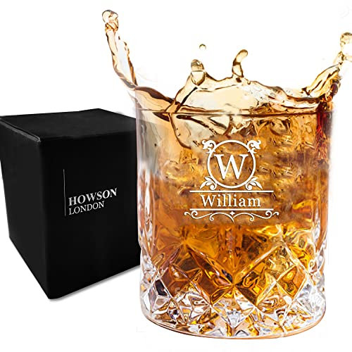howson london Personalised Whiskey Glass Custom Gift for Him Men Best Man Personalised Gifts for Fathers Day for Dad Grandpa Daddy Uncle Husband Engraved Whisky Tumbler for Birthday Christmas