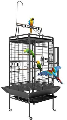 82 Inch Bird Cage, BOINN Bird Flight Cages with Rolling Stand & Bottom Tray, Wrought Iron Parrot Cage with PlayTop for Parakeet, Lovebirds, Ringneck, Cockatiels