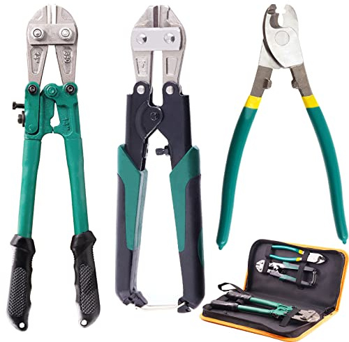 Keadic Lot de 3 pinces coupe-câbles robustes multifonctionnelles de 35.6 cm et mini coupe-boulons de 20.3 cm, du cuivre, de l'aluminium