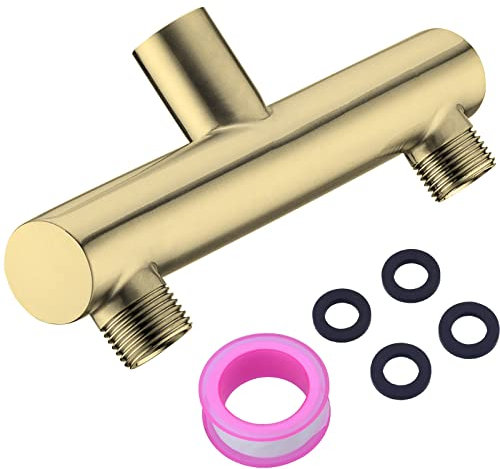 TRUSTMI Répartiteur de douchette double pour 2 pommeaux de douche, doré brossé