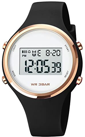 Digitaluhren für Frauen, GBB Multifunktions-wasserdichte Damenuhr, modische bunte Sport-Armbanduhr für Frauen, Mädchen, Studenten, Damen, Black, Modern