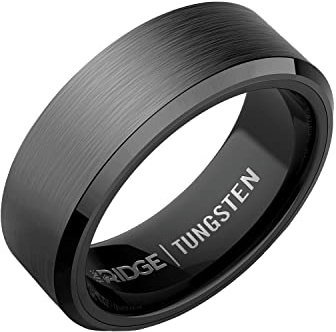 The Ridge Gunmetal Beveled Ring Comfort Fit Wedding Band - 7
