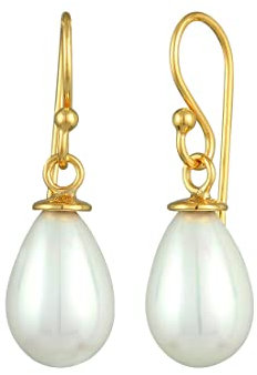 Nenalina Ohrstecker 925 Silber Damen Ohrringe Ohrhänger mit Muschel Perlen Tropfen vergoldet