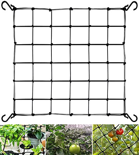 Senua Elastisches Rankgitter für Wachstumszelt 70 x 70-80 x 80 cm Pflanzenstütze, Scrog Netz, Hydrokultur-Wachsraum, Scrog Netz, universelles robustes Ranknetz mit Stahlhaken