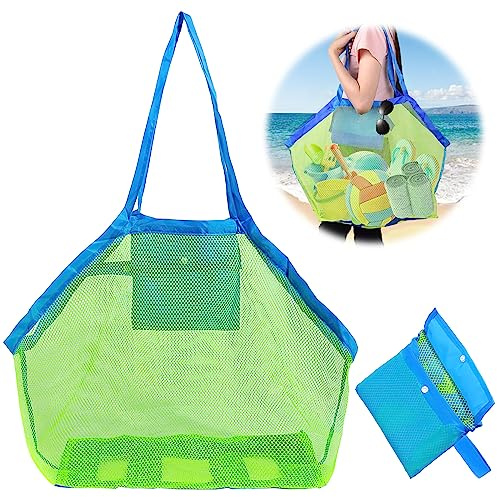 ACTOYS Sandspielzeug Tasche, Strandtasche groß, Netztasche Sandspielzeug, grün Strandspielzeug Tasche, Tasche Sandspielzeug, Netzbeutel Sandspielzeug für Strandurlaub im Freien Strand (Taste)
