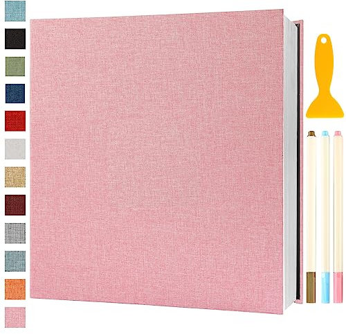 Album Photo Adhesif Vierge 33x32 CM Livre Photo, 120 Pages Rose | Classeur Photo Personnalisable Scrapbook de Classe Mariage Livre D'or Enfant Bebe DIY Carte Postale