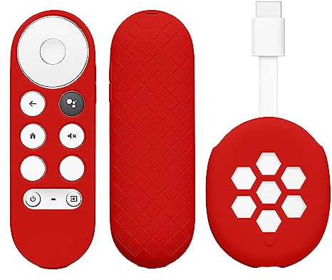 kwmobile 2X Hülle für Fernbedienung und Streaming Gerät kompatibel mit Google Chromecast 2020 4K (not for New-Generation) - Silikon Case Set für TV Zubehör in Rot