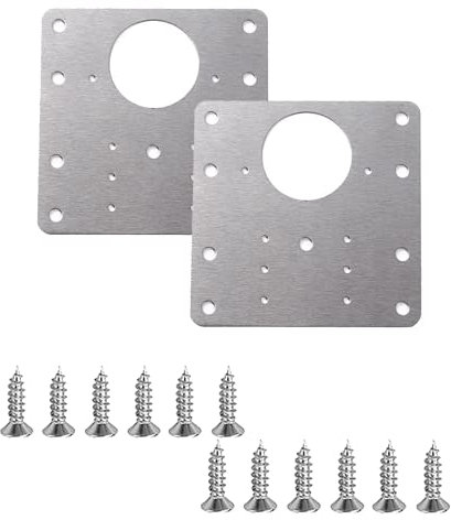 KOBOKO 2 Stück Scharnier Reparaturset, Reparatursatz für Scharniere, Schanierreperaturplatte, Edelstahl Küchenscharnier Reparaturplatten mit 12 Stück Schrauben(9×9cm)