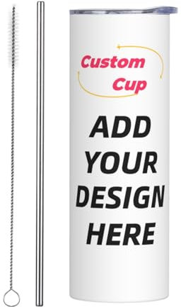 AOOEDM Vasos personalizados con nombres/foto/logotipo/texto, taza aislada con pajita taza de viaje taza térmica para el hogar al aire libre