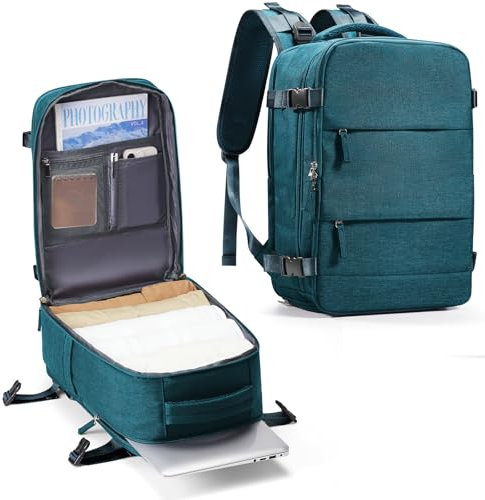 SZLX Sac à Dos Voyage Cabine 40x20x25 Ryanair Bagage Cabine 40x20x25 pour Ryanair Sac de Voyage Bagage à Main Avion Femme Sac à Dos Ordinateur Portable Imperméable Sac à Voyage Homme 20L Bleu paon