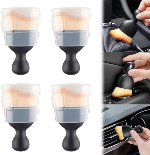 KARELLS Pinceau Detailing Auto, Brosse de Luxe pour Voiture, 4 Pièces Brosse Kit Nettoyage Voiture, Pinceau Nettoyage Voiture, pour Moteur, Tableau de Bord, Bouches Daération, Intérieur