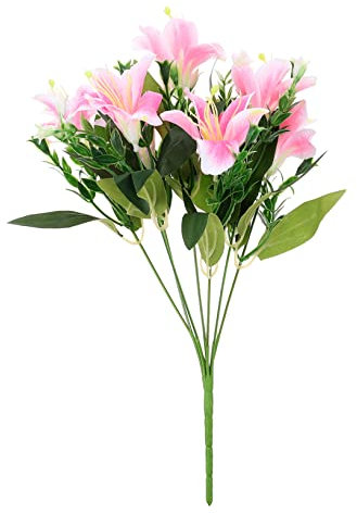 Amosfun künstliche Lilie künstliche Zimmerpflanzen Sonnenblumendekor im Freien Wohnkultur künstliches Grün falsche Lilie Hochzeit Säule Anzeige Strauß schmücken Seidentuch