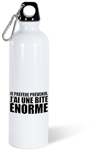 Luigi Collection Gourde 750ml Bouteille d’Eau Aluminium Réutilisable Ecologique avec Bouchon Vissé et Mousqueton. Idée Cadeau Original Humour pour Homme Ami Sport Voyage Gym Bureau Anniversaire Noël