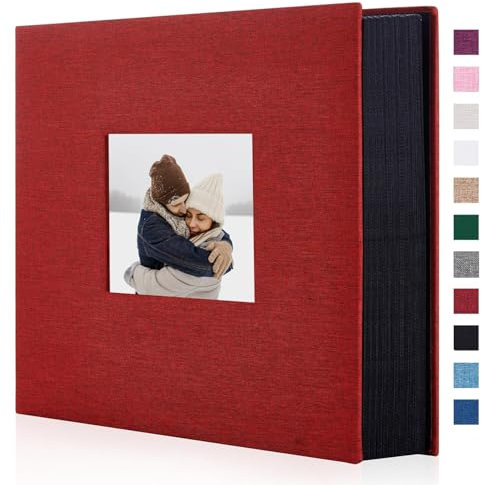 Miaikoe Album fotografico da 1000 tasche, 1000 tasche, grande capacità, per famiglia, anniversario di matrimonio, album in lino, contiene 1000 foto orizzontali e verticali da 10 x 15 cm (1000 tasche,