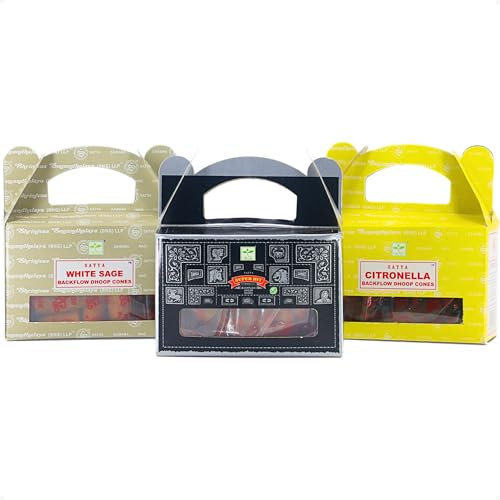 Rückfluss Räucherkegel für den Wasserfall Effekt, 24 handgerollte Kegel aus Indien für Entspannung und Meditation, auch im 3er Set (Weißer Salbei + Super Hit + Citronella)